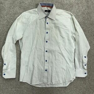 Stone Rose White Dress Shirt with Blue Accents